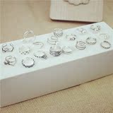 日韩国珍珠麻花食指指环开口泰银缠绕做旧戒指女复古s925纯银潮人