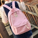 日韩版简约清新纯色帆布双肩包女中学生书包男学院风休闲电脑背包