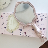 LADUREE拉杜丽贵族古典手柄镜/粉色奢华便携化妆镜子