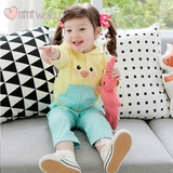 韩国原单童装女宝宝童套装纯棉舒适两件套韩版黄色可爱小鸭子卫衣