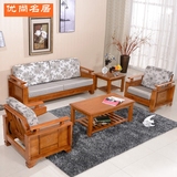 特价实木沙发橡木沙发 多功能折叠沙发 客厅组合木质沙发当床两用