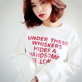 韩国stylenanda可爱纯色字母印花圆领卫衣女长袖春季纯棉套头上衣