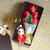 特价批发5朵香皂玫瑰花束迷糊娃娃礼盒送闺蜜生日礼物母亲节礼品