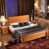展优 现代中式实木床榆木1.8米双人气动储物高箱大床家具特价包邮