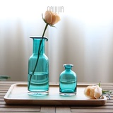 【樱桃】满包邮 蓝调 低调奢华 蓝色手工玻璃插花瓶家居装饰瓶