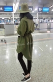 2016春韩版学院风上衣宽松收腰中长款大码抽绳军工装风衣外套女