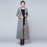 2015冬装新款韩版高档长款呢子羊绒外套超长款气质英伦风大衣潮女