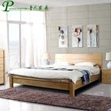 床全实木白蜡木 双人床1.8米北欧简约原木卧室家具1.5米高箱储物