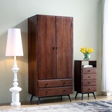 卧室定制纯实木橡木楸木衣柜日式北欧现代对开门全观大衣橱储物柜