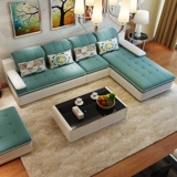 新款布艺沙发组合简约现代大小户型沙发客厅贵妃可拆洗布沙发家具