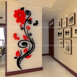 创意蔷薇花藤亚克力墙贴温馨玄关客厅走廊电视背景墙水晶立体墙贴