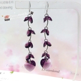 包邮施华洛世奇水晶元素长款耳环个性心形紫色夏季必备礼品配饰