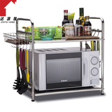 不锈钢板单双层微波炉烤箱架厨房电器置物架储物架调味架放锅架子