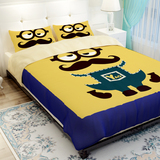 卡通韩版小黄人四件套1.2米儿童单人床单被套磨毛印花套件1.8床