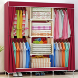 时尚韩式衣橱女生宿舍布衣柜组合折叠衣橱钢架加固加粗衣物储物柜
