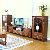 美式电视柜 欧式全实木地柜储物柜组合大户型高档客厅实木家具