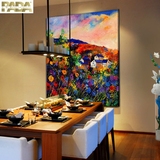 水彩抽象装饰画餐厅壁画客厅背景墙美式乡村挂画酒店走廊无框油画