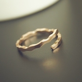 波纹戒指女 玫瑰金 开口时尚创意星座指环 18k金韩国气质彩金饰品