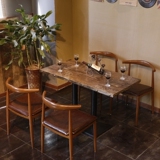复古咖啡厅桌椅 实木西餐厅餐桌酒吧桌椅组合工业风主题餐厅桌椅
