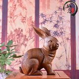 热卖花梨木雕兔子摆件 十二生肖动物兔子摆件 红木实木工艺品