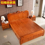 实木床1.8米橡木床双人床高箱气动储物床简约现代新中式卧室家具