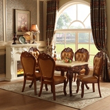 大理石欧式餐桌椅组合一桌四椅6人餐桌椅子长方形实木饭桌小户型