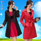 2016秋季时尚韩版修身双排扣英伦大码气质棉质风衣外套中长款女版