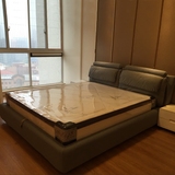 布艺双人床1.5/1.8米简约现代棉麻软靠包婚床气动储物可拆洗布床