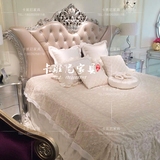 欧式新古典床实木雕花布艺真皮双人床公主床婚床1米8法式拉菲家具
