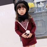 2015冬装新款童装韩版潮流儿童加绒加厚女童中长款打底毛衣针织衫