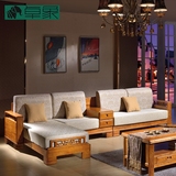 高档新现代中式香樟木客厅成套家具 全实木沙发组合转角中国风