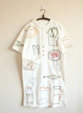 2016夏季新款原创日系厨师系列设计感重工线条刺绣长款衬衫连衣裙