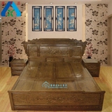红木床1.8米双人床仿古鸡翅木花鸟大床卧室新中式床头柜储物空间