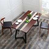 实木餐桌椅组合北欧餐桌日式小户型简约长方形铁艺饭桌子餐厅家具