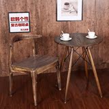 复古铁艺咖啡厅桌椅组合茶西餐厅实木餐桌椅现代休闲洽谈圆桌方桌