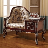 法式古典家具 印花贵妃椅 实木贵妃榻 欧式躺椅休闲椅沙发电话几