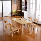餐桌椅组合现代简约客厅小户型实木北欧宜家长方形6人一桌四椅套