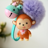 创意韩国可爱毛绒铃铛挂饰 小猴子钥匙扣 男女情侣汽车钥匙挂件包