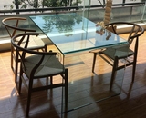 宜家时尚简约现代极简热弯强化玻璃桌子会客洽谈台电脑办公桌餐桌