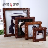 复古欧式&美式风 正方形照片相框 创意桌面摆台 韩式棕色实木相框