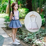 韩国夏季女童背带裙儿童纯棉蓬蓬裙短裙宝宝可爱背心裙大童背带裙