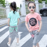 天天特价女童夏季套装韩版全棉休闲T恤七分裤儿童运动两件套潮