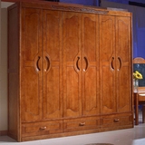 实木衣柜 对开门衣橱2.4 四五门六橡木衣橱储物柜大容量简约现代