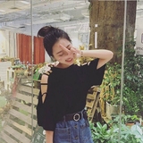 韩国ulzzang夏季女装韩版宽松漏肩镂空纯色性感短袖T恤打底衫上衣