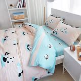 韩式全棉可爱卡通熊猫四件套床上用品纯棉床单床笠三件套床上用品