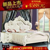 现代简约实木床榆木双人1.8米白色开放漆欧式婚床高箱气压储物床