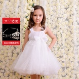童装女童连衣裙夏季新款公主裙韩国中大童时尚白色雪纺蓬蓬连衣裙