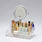 透明亚克力化妆品收纳盒带镜子 口红眉笔化妆刷彩妆桌面收纳盒