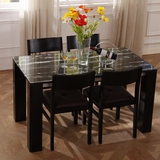 简约欧式702实木大理石长方形餐桌台特价黑橡木餐桌椅组合4人6人