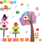 幼儿园墙壁装饰童房柜布置材料创意立体泡沫塑料大树音乐小鸟墙贴